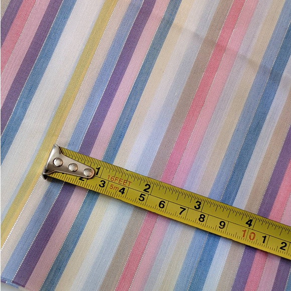 Vintage Pastel Rainbow Stripes Fabric with Metallic Silver, Cute Kawaii Fabric - Picture 5 of 10